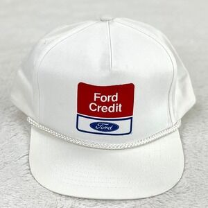 Vintage Ford Credit Snapback Hat Cap‎ White Trucker Cord Cotton